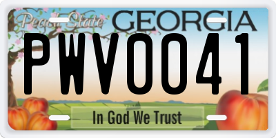 GA license plate PWV0041