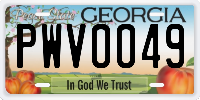 GA license plate PWV0049