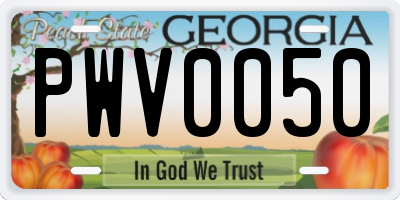 GA license plate PWV0050