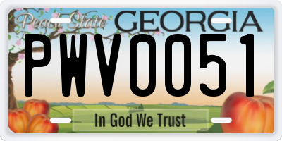 GA license plate PWV0051