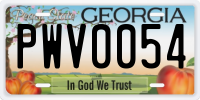 GA license plate PWV0054