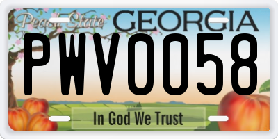 GA license plate PWV0058