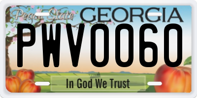 GA license plate PWV0060