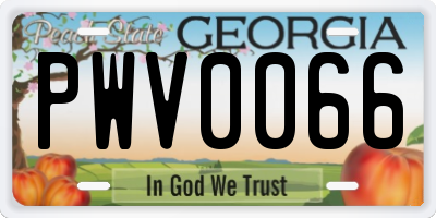 GA license plate PWV0066