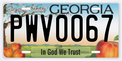GA license plate PWV0067