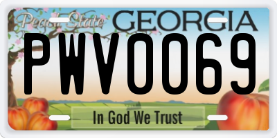 GA license plate PWV0069