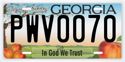 GA license plate PWV0070