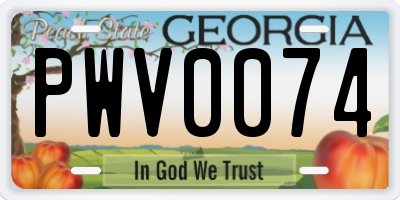 GA license plate PWV0074
