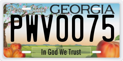GA license plate PWV0075