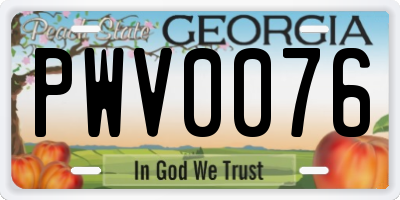 GA license plate PWV0076