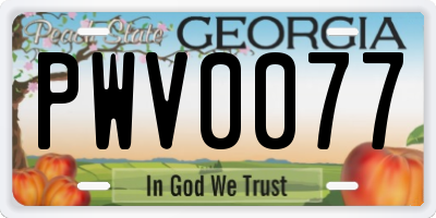 GA license plate PWV0077