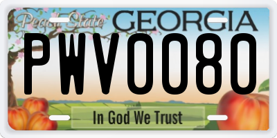 GA license plate PWV0080
