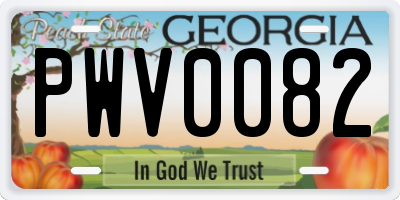 GA license plate PWV0082