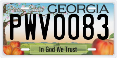 GA license plate PWV0083