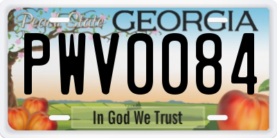 GA license plate PWV0084