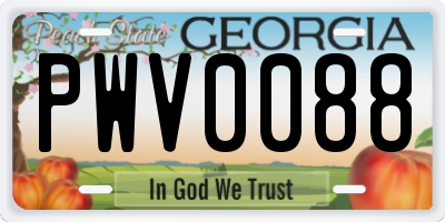 GA license plate PWV0088