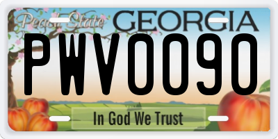 GA license plate PWV0090