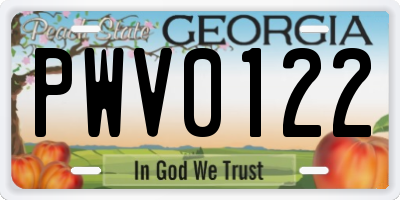 GA license plate PWV0122
