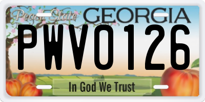 GA license plate PWV0126