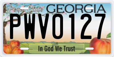 GA license plate PWV0127