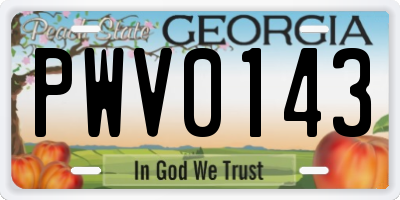 GA license plate PWV0143