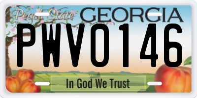 GA license plate PWV0146