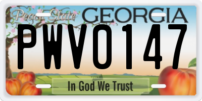 GA license plate PWV0147