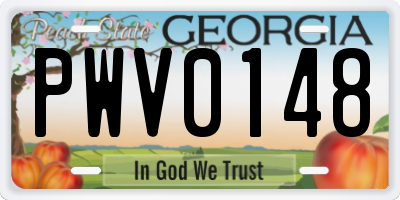 GA license plate PWV0148