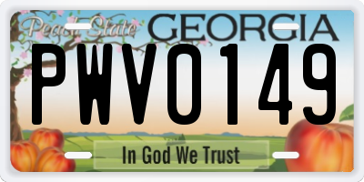 GA license plate PWV0149