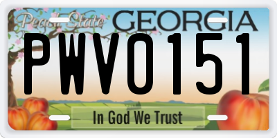 GA license plate PWV0151