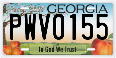 GA license plate PWV0155