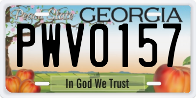 GA license plate PWV0157
