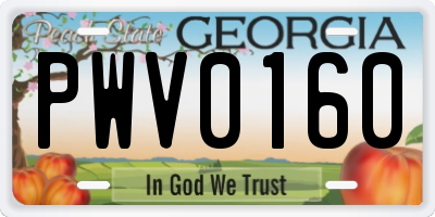 GA license plate PWV0160