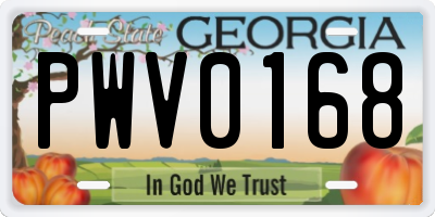 GA license plate PWV0168