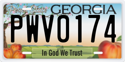 GA license plate PWV0174