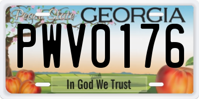 GA license plate PWV0176