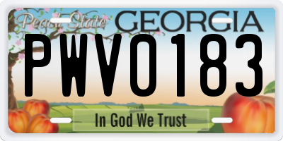 GA license plate PWV0183
