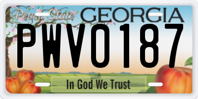 GA license plate PWV0187