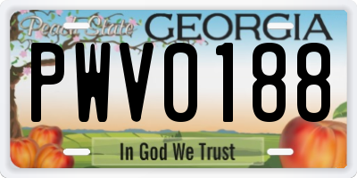 GA license plate PWV0188