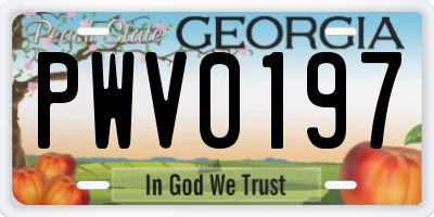GA license plate PWV0197