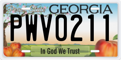 GA license plate PWV0211