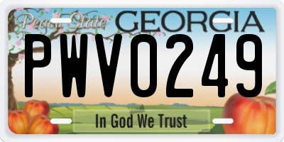 GA license plate PWV0249