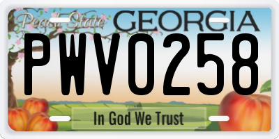GA license plate PWV0258