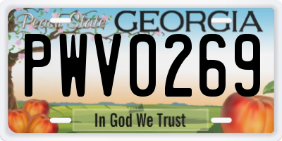 GA license plate PWV0269