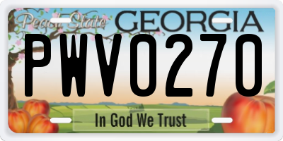 GA license plate PWV0270