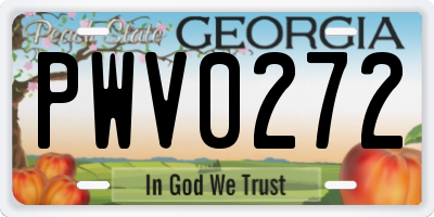 GA license plate PWV0272