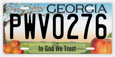 GA license plate PWV0276