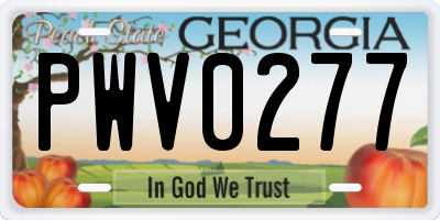 GA license plate PWV0277