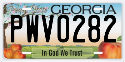 GA license plate PWV0282