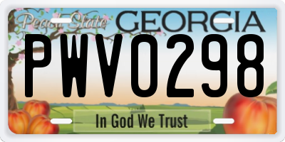 GA license plate PWV0298